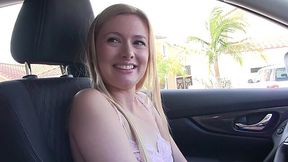 A beautiful blonde housewife jumps out of her shorts and lands on a cock