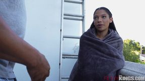 Stripping Stepdaughter Addicted to Huge Cock