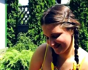 Sexy German teen assfucked in the backyard