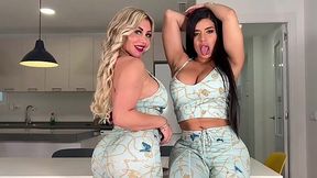 Blonde and Brunette's Kitchen Creampie: Busty Tease, Wild Ride