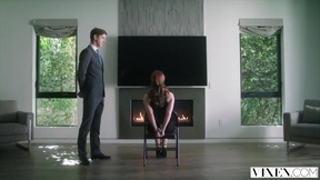 ”Tied up Ella Hughes is dominated by her master”