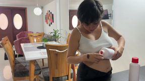 I see my stepbrother sick so I decide to give him a syrup to relieve him but he ends up making him horny because it is an aphrodisiac syrup.