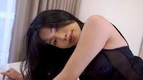Hot Asian Girl Sucks and Squirts in Black Stockings