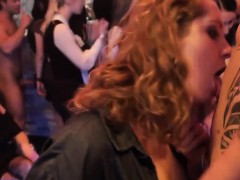 Lusty babes get fucked in the club