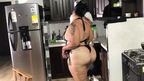 FRIENDS HAVING SEX IN THE KITCHEN OF A STEPMOM'S HOUSE