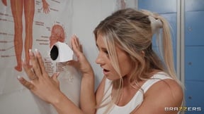 BRAZZERS Miss Alice Wild sucking a monster cock through a gloryhole at college campus