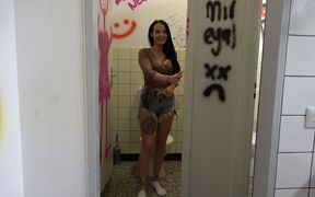 Awesome! Masturbating in the Station Toilet!