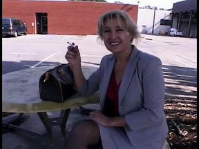 Salacious blond cougar likes to polish the knob while other dude is dancing chocolate cha-cha with her