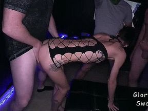 Gangbang and gloryhole swallow with tattooed Zuri