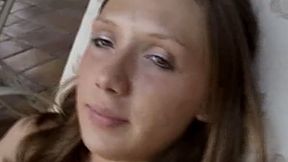 Small dick guy getting a blowjob by this hot brunette