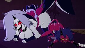 Threesome with Loona - Helluva Boss Cartoon Porn Parody Animation
