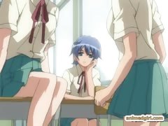 Swimsuit hentai coed foursome fucked in the locker room