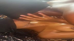 Petite Black Lesbian Takes Dildo in Strap-On