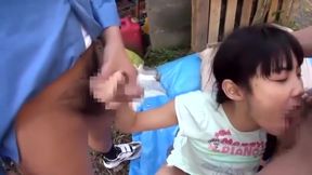 Eyes on the Prize: Asian Babe and Her Magic Dildo Enchant Outdoor Orgy