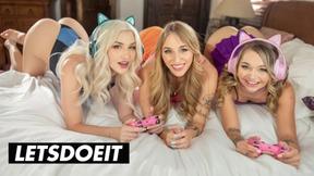 ”Horny Gamer Girls' Threesome Delight”