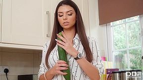 Cucumber Goes Deep In Hot Pussy Of Krystal Webb