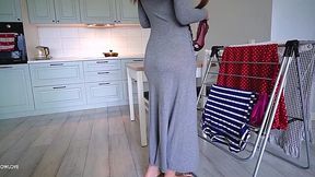 Busted Step Son Gets a Helping Hand from Big-Ass Step Mom while cleaning