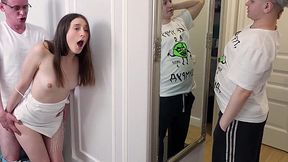 Slutty Slim Gal Lets Her BF's Stepdad Fuck Her In the Ass & Cum In Her Mouth Behind Her BF's Back