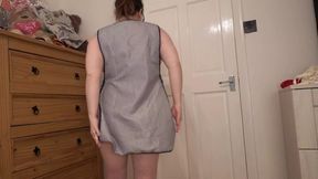 Open Panel Apron Striptease Showing of Her Big Bum and Breasts