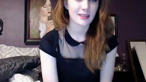 Dark haired slender web cam nympho with pale tits used toy for her solo