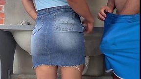 Hungry for Cock, Big Ass Milf in a Skirt Wants Dick While Doing Laundry