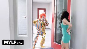 Mylf - Beautiful Milf Pissed Off By Clown She Hired For Being Late &amp; Rides His Cock