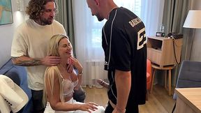 Lonely Russian cougar rents out her apartment and her juicy pussy to two hungry guys.