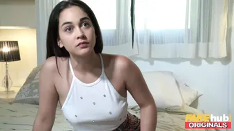 Two sexy brunettes fight over cock in a wild threesome