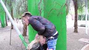 Deepthroat blonde girl anal