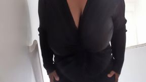 Bra-less without panties getting ready to go out