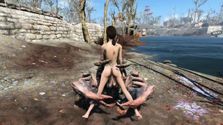 Horny monster is fucking an insatiable, human female to make her moan from pleasure, until she cums