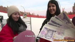 Blowjob and sex on the ski slope