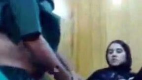 Chubby Arab husband fucking his cute and busty wife on cam