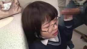 Busty brunette in public, stockings on, dildo play gone wild!