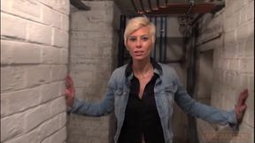Short Haired Blonde Chick Gets Man Handled in the Cellar and Fucked in the Ass