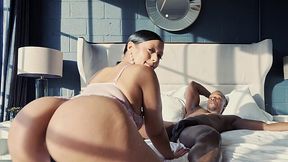 A guy with a black big dick fucked a hot chick's big ass while she moaned loudly