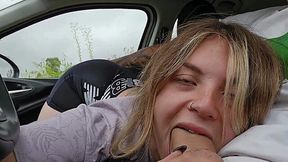 We Almost Got Busted: I Gobble His Dick in the Car and He Blows His Load Right in My Mouth on the Fucking Street