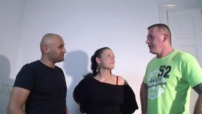 Horny wife wants to try threesome and has sex with her husband and a stranger until extraordinary cumshot