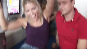 ”University Party Turns Into A Cumshot Group Sex”