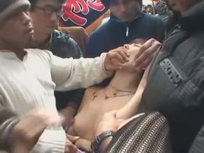 Jap sluts gangbanged at dirty Chikan fest, teens love it!