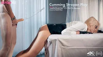 Blonde Secretary Bree Haze Dominates Office with Strapless Dildo & Stockings