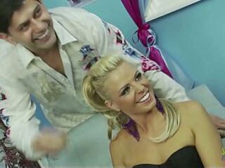 Four female allies are at a cutie salon. They are feeling lascivious so one of 'em invites 2 lads to bang 'em. As in a short time as the boys appear, the ladies rip their raiment off and screw hard in