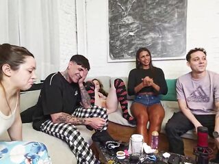 3 vs 3! Truth or dare? Game night with friends turns into amateur orgy!