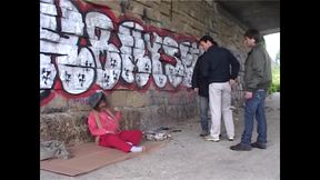 Threesome Fuck with Stranger and Two Giant Dicks