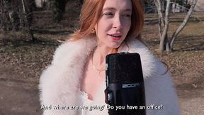 Russian redhead influencer fucks with a guy for money after interview