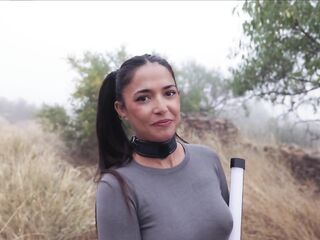 Pretty Spanish dominant-bitch gets booty punished and bound up for urinate play by an olive grove