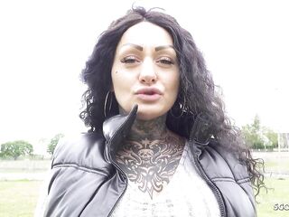 GERMAN SCOUT - 1st Anal Sex for Large Titties Tattoo Model Mia Roux at Pickup Casting