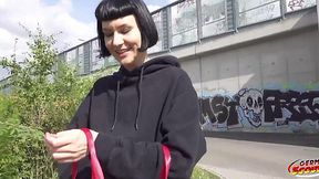 German Dude Hunts Down Tall French Skank Delfine Dahlia, Fucks Her After Sweet Talk