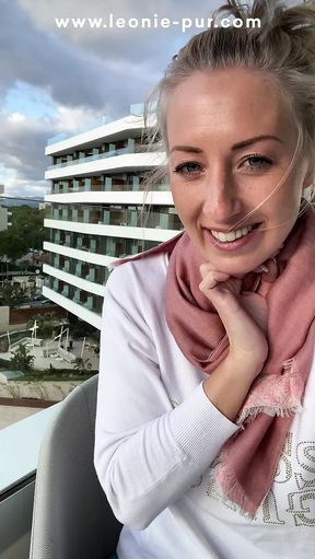 In Mallorca fingered to orgasm public on the hotel balcony