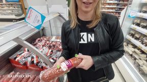 I met her while shopping, she gives me a blowjob in a public restroom and she swallows a huge load of cum